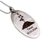 Pendant dog tag oblong made of stainless steel with individual engraving