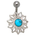 Belly button piercing American Indian 1.6x10mm with semi-precious stone, midday sun