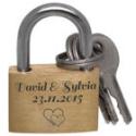 Mini love lock 20mm wide made of brass with your desired engraving