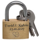 Mini love lock 20mm wide made of brass with your desired engraving