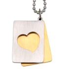 Two-part heart pendant made of stainless steel, matted on gold-colored