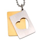 Two-part heart pendant made of stainless steel, matted on gold-colored