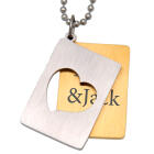 Two-piece stainless steel pendant with heart cut-out and personal engraving