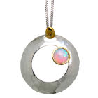 Fine necklace OPP04 made of 925 sterling silver, partially gold-plated with synthetic opal - light pink