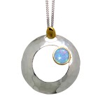 Fine necklace OPP04 made of 925 sterling silver, partially gold-plated with synthetic opal - light blue