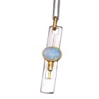 Fine necklace OPP01 made of 925 sterling silver, partially gold-plated with synthetic opal - light pink