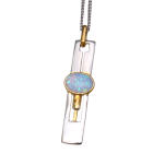 Fine necklace OPP01 made of 925 sterling silver, partially gold-plated with synthetic opal - light pink