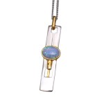 Fine necklace OPP01 made of 925 sterling silver, partially gold-plated with synthetic opal - light blue