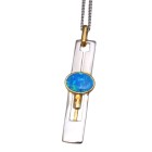 Fine necklace OPP01 made of 925 sterling silver, partially gold-plated with synthetic opal - dark blue