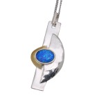 Fine necklace OPP02 made of 925 sterling silver, partially gold-plated with synthetic opal - dark blue