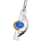 Fine necklace OPP02 made of 925 sterling silver, partially gold-plated with synthetic opal - dark blue