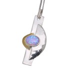 Fine necklace OPP02 made of 925 sterling silver, partially gold-plated with synthetic opal - light pink