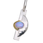 Fine necklace OPP02 made of 925 sterling silver, partially gold-plated with synthetic opal - light pink