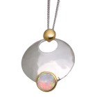 Fine necklace OPP05 made of 925 sterling silver, partially gold-plated with synthetic opal - light pink