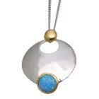 Fine necklace OPP05 made of 925 sterling silver, partially gold-plated with synthetic opal - light blue