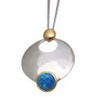 Pendant made of 925 sterling silver with opal imitation insert - dark blue