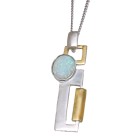 Fine necklace OPP06 made of 925 sterling silver, partially gold-plated with synthetic opal - light pink