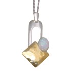 Fine necklace OPP03 made of 925 sterling silver, partially gold-plated with synthetic opal - light pink