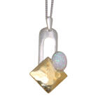 Fine necklace OPP03 made of 925 sterling silver, partially gold-plated with synthetic opal - light pink