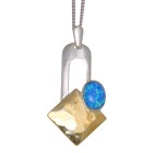 Fine necklace OPP03 made of 925 sterling silver, partially gold-plated with synthetic opal - dark blue