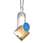 Fine necklace OPP03 made of 925 sterling silver, partially gold-plated with synthetic opal - dark blue