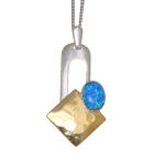 Fine necklace OPP03 made of 925 sterling silver, partially gold-plated with synthetic opal - dark blue