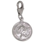 Pendant coin with Queen Elizabeth made of 925 sterling silver