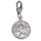 Pendant coin with Queen Elizabeth made of 925 sterling silver
