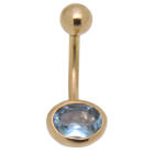 9 carat snazzy navel with aquamarine crystal