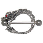 Nipple piercing made of 925 sterling silver dragon swallows world