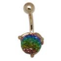9 carat gold body piercing disco ball, in vitriol-colored shimmering tones
