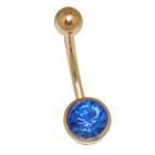 9 carat gold belly button piercing, dark blue crystal, very simple