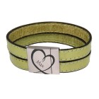 Double genuine leather bracelet lime green with Ziernath with stainless steel magnetic clasp 17cm / 18cm / 19cm / 20cm / 21cm /