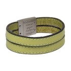 Double genuine leather bracelet lime green with Ziernath with stainless steel magnetic clasp 17cm / 18cm / 19cm / 20cm / 21cm /