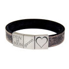 Genuine leather bracelet with three-part clasp and engraving of your choice 17cm / 18cm / 19cm / 20cm / 21cm / 22cm / 23cm