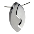 Pendant: Two-piece oval made of stainless steel