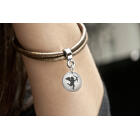 Real leather bracelet made of nappa leather bronze colored with round pendant, double wrapped 17cm / 18cm / 19cm / 20cm / 21cm 