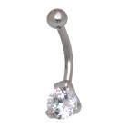 Belly button piercing 1.6x10mm with clear crystal