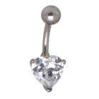 Navel piercing 1.6x10mm, with clear crystal, heartily framed