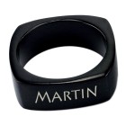 Square ring made of stainless steel PVD black coated with individual engraving