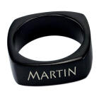 Square ring made of stainless steel PVD black coated with individual engraving