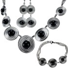 SET BLACK BALLS: necklace, bracelet and earrings with black agate balls
