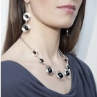 SET BLACK BALLS: necklace, bracelet and earrings with black agate balls