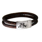 Double genuine leather bracelet made of bronze-colored nappa leather with stainless steel magnetic clasp 17cm / 18cm / 19cm / 2