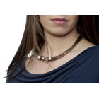 Leather necklace antique gold with lacquer pearls
