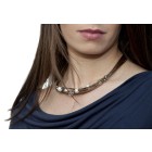 Leather necklace black with freshwater pearls