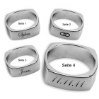 Square stainless steel ring 9mm wide with your individual engraving