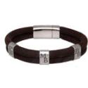 Genuine leather strap with structure, dark brown, stainless steel clasp, with individual engraving