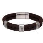 Genuine leather strap with structure, dark brown, stainless steel clasp, with individual engraving