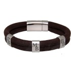 Genuine leather strap with structure, dark brown, stainless steel clasp, with individual engraving